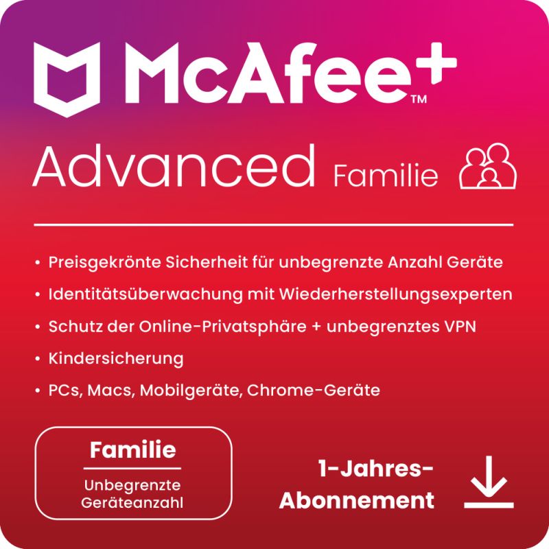 McAfee+ Advanced Family Security (6 User) – Produktbild