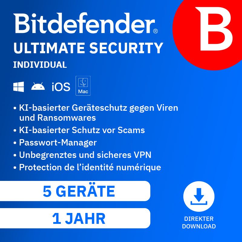 Bitdefender Ultimate Security – Ultimate Individual 5 Geraete 1 Jahr